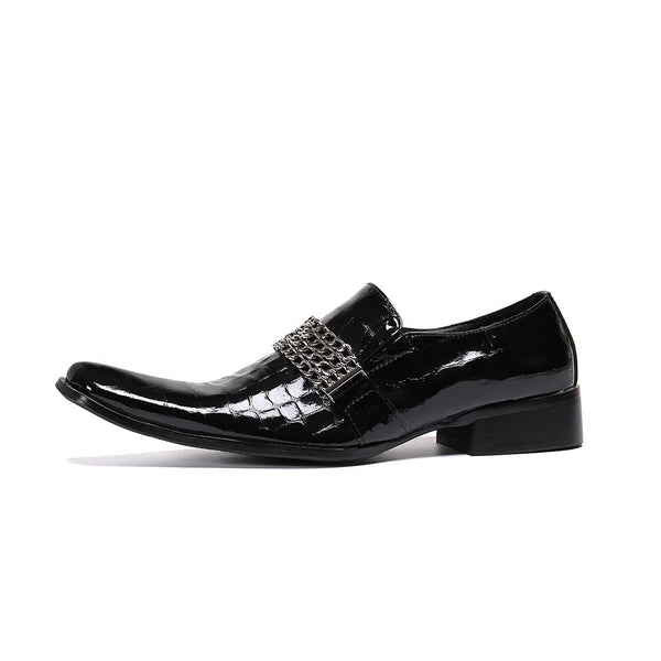 Men Black Pointed Toe Genuine Leather Business Formal Dress Shoes  -  GeraldBlack.com