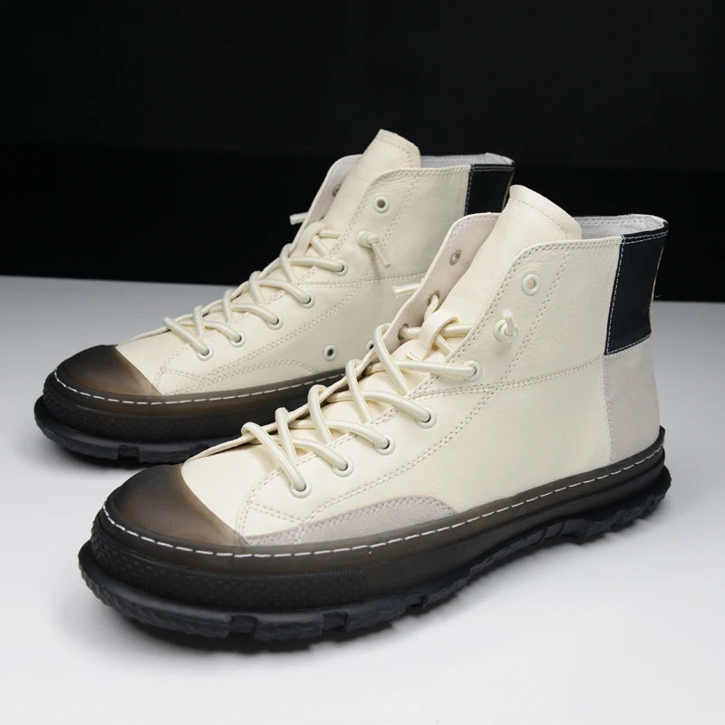 Men Casual Luxury Trainers Genuine Leather Lace Up Winter Ankle Boots Shoes  -  GeraldBlack.com