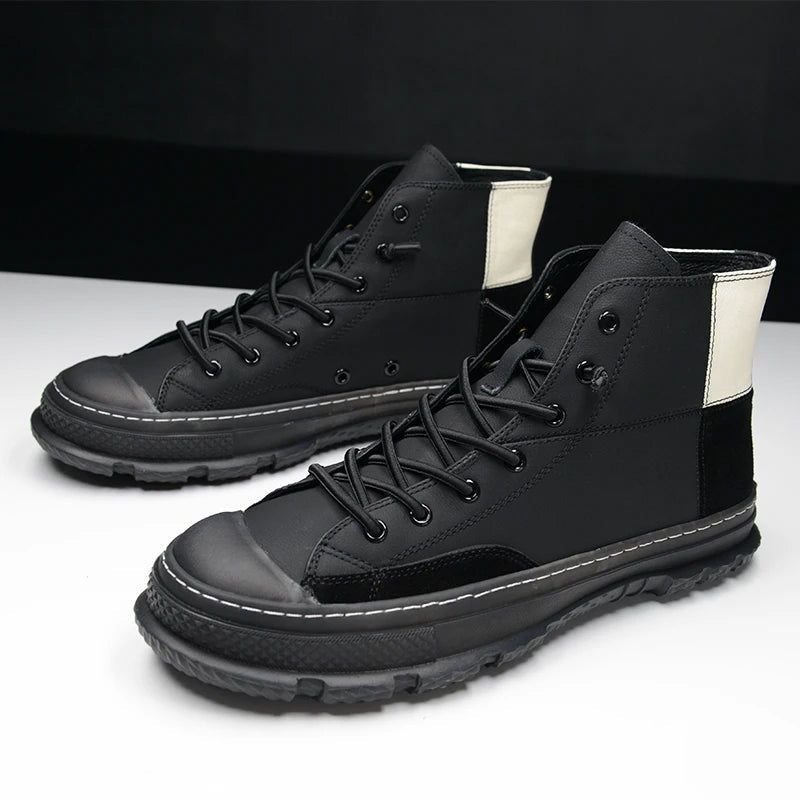 Men Casual Luxury Trainers Genuine Leather Lace Up Winter Ankle Boots Shoes  -  GeraldBlack.com