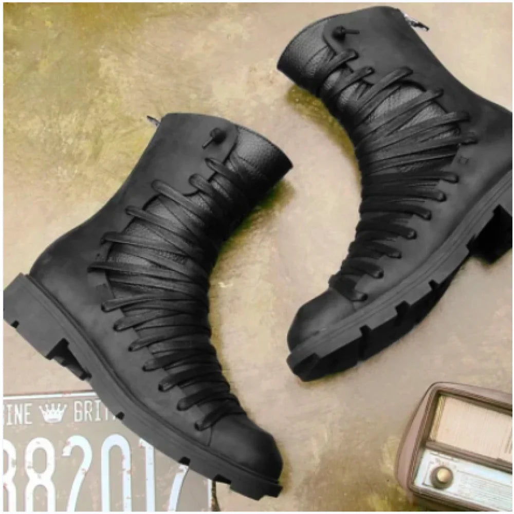 Men Casual Mesh Luxury Trainers Retro Basic Lace Up Mixed Colors Autumn Black Boots Shoes  -  GeraldBlack.com