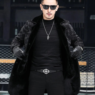 Men Clothes Woolen Mink Velvet Inner Medium-length Warm Casual Winter Fur Coat Jacket  -  GeraldBlack.com