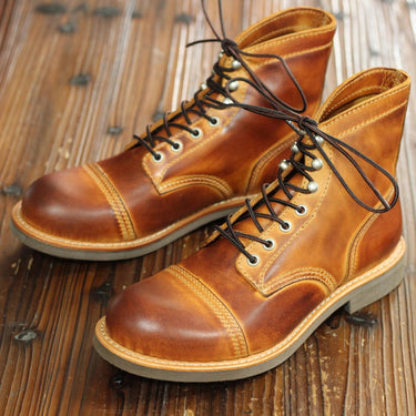 Men Cow Leather Vintage Tooling Wings Handmade Round Toe Desert British Motorcycle Ankle Boots  -  GeraldBlack.com