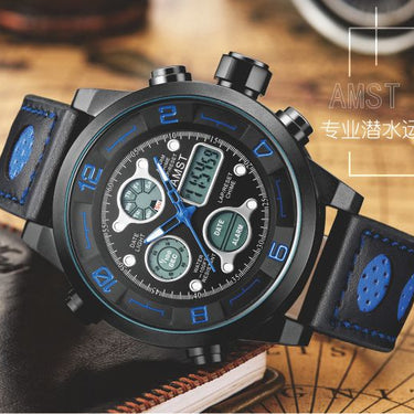 Men Digital Quartz Analog Luxury Fashion Sport Waterproof Leather Military Wristwatches Relojes  -  GeraldBlack.com
