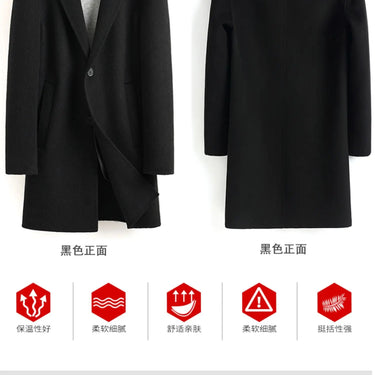Men Double-sided Cashmere Medium Long 90% Wool Thick Trench Coat Clothes  -  GeraldBlack.com