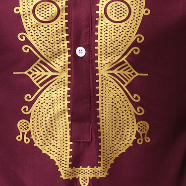 Men Fashion Africa Long SLeeves Casual Gold Printed Hip Hop Robe Africaine Style Dashiki Shirts for Festival  -  GeraldBlack.com