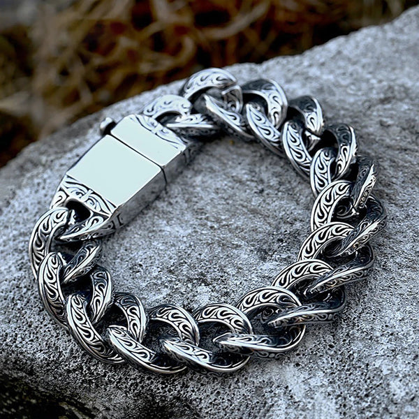 Men Fashion Vintage Stainless Steel Carved Pattern Punk Personality Creative Jewelry Party Gifts  -  GeraldBlack.com