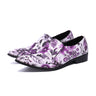 Men Handmade Print Flowers Pointed Toe Party and Wedding Formal Leather Dress Shoes  -  GeraldBlack.com