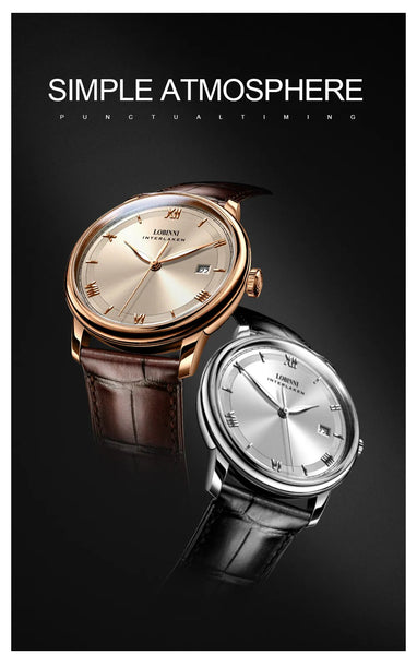 Men Luxury Perpetual Calender Japan Auto Mechanical Clock Sapphire Leather Watches  -  GeraldBlack.com