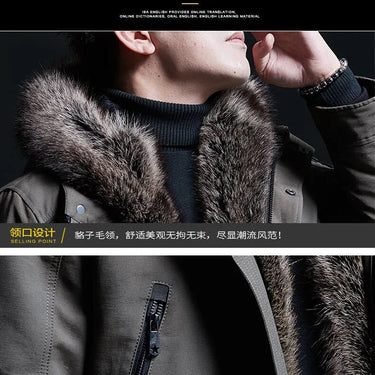 Men Medium Long Whole Mink Fur Hooded Winter Jackets  -  GeraldBlack.com
