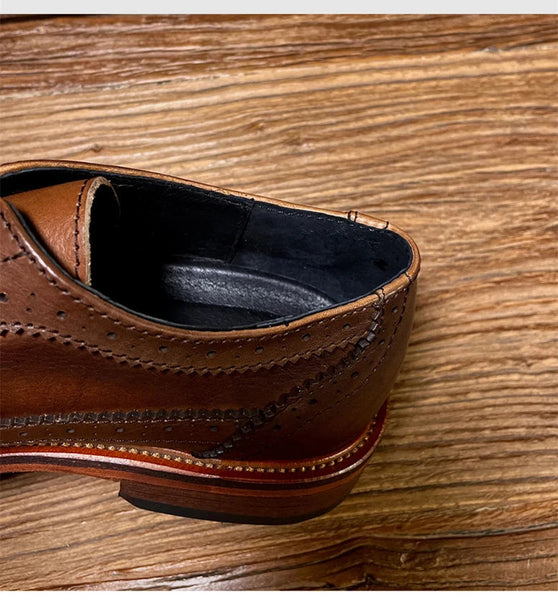 Men Must Have Brock Carving Leather Oxfords Businessman Lace Up Brogue British Handmade Shoes  -  GeraldBlack.com