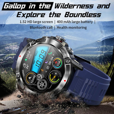 Men Outdoor Sports BT Call Compass 400mAh Battery Health Monitoring Smartwatch Women For Android IOS  -  GeraldBlack.com