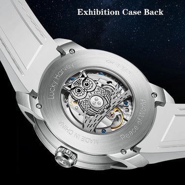 Men Owl Shape Dial Automatic Mechanical Movement Synthetic Sapphire Waterproof Watch  -  GeraldBlack.com