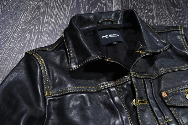 Men Retro Layer Batik Horse Leather Motorcycle Street Coat Jacket  -  GeraldBlack.com