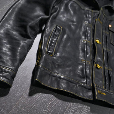 Men Retro Layer Batik Horse Leather Motorcycle Street Coat Jacket  -  GeraldBlack.com