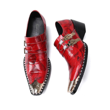 Men's 6.5cm High Heels Pointed Metal Tip Black Genuine Leather Oxford Dress Shoes For Business Party 38-46  -  GeraldBlack.com