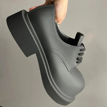 Men's Big Head Derby Leather Spring Summer Lace-up Round Toe Thick Heel Flatforms Young Man Eye Catching Shoes  -  GeraldBlack.com