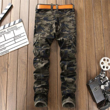 Men's Camouflage Military Style Tight Multi-pocket Stitching Small Foot Jeans Skinny Pants  -  GeraldBlack.com