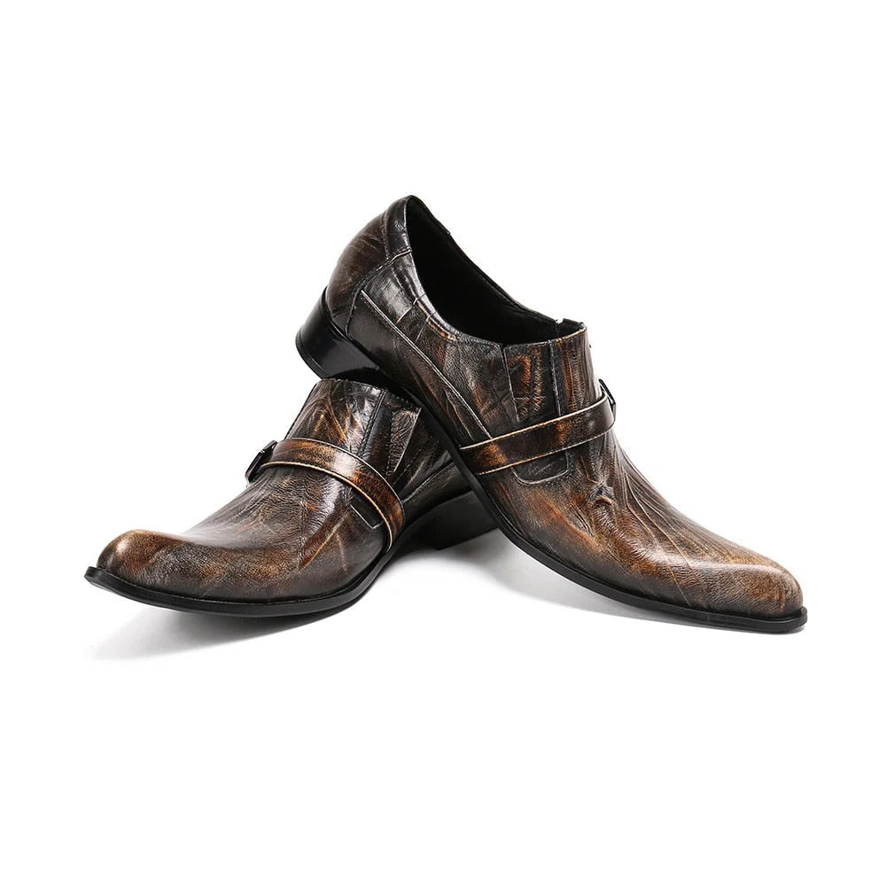 Men's Classic Formal Leather Pointed Toe Buckle Party Dress Shoes  -  GeraldBlack.com