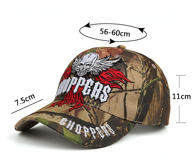 Men's Embroidered Skull Camouflage Hunting Tactical Style Cap Casual Cool Dad Baseball Fishing Bone Caps Hat  -  GeraldBlack.com
