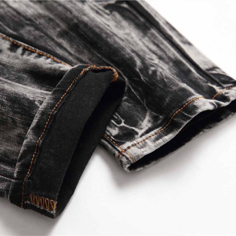 Men's European American Fashion Jeans Splicing Color Slim Jeans Small Skinny  -  GeraldBlack.com