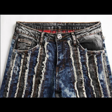 Men's European American Fashion Jeans Splicing Color Slim Jeans Small Skinny  -  GeraldBlack.com