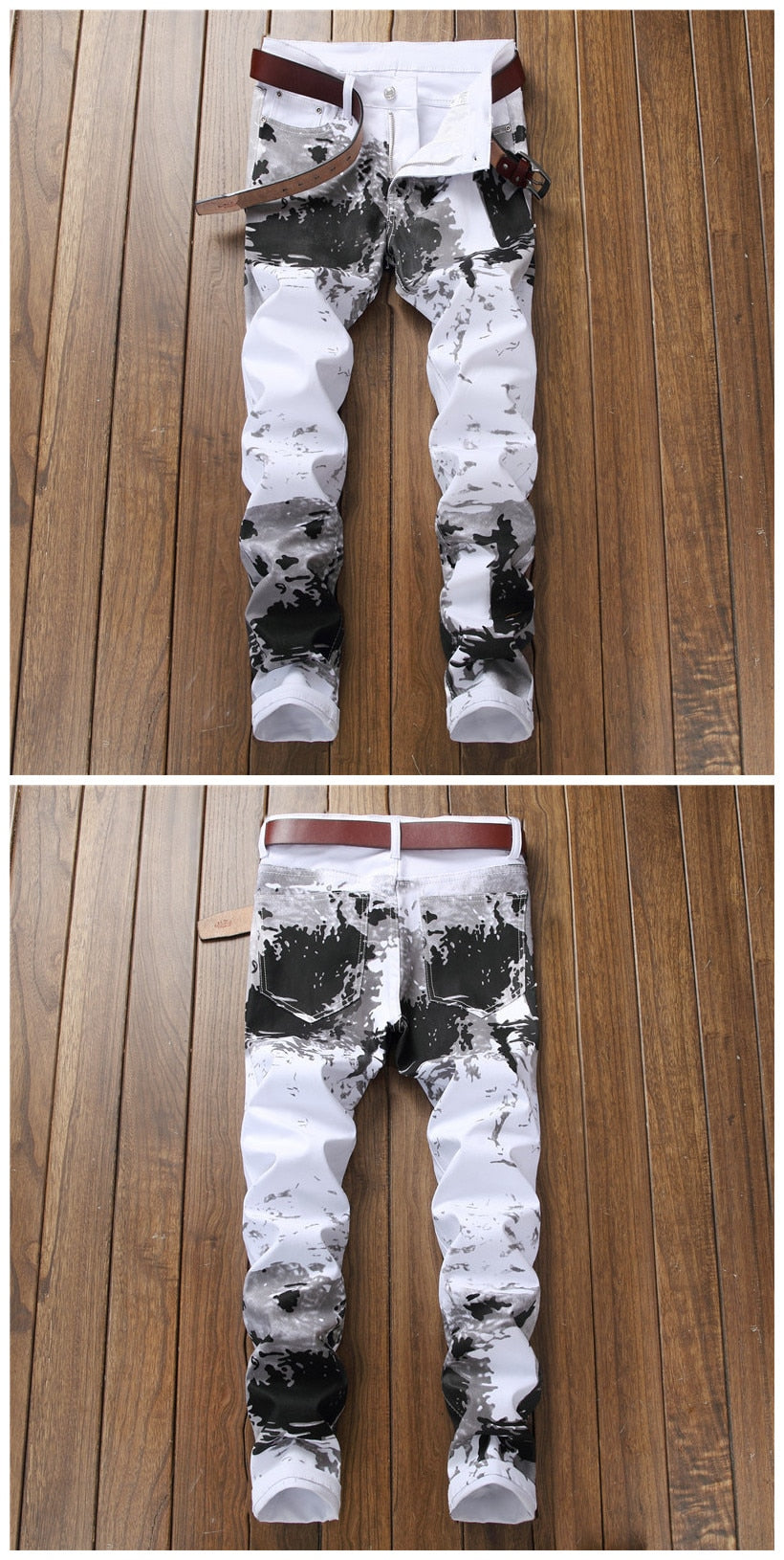 Men's European-American Style Digital Printing Slim Skinny Stretch Small Foot Jeans  -  GeraldBlack.com