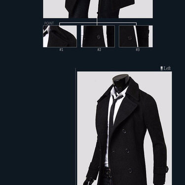 Men's Fashion Designer Black XL Double-Breasted Windproof Slim Long Trench Coat on Clearance  -  GeraldBlack.com