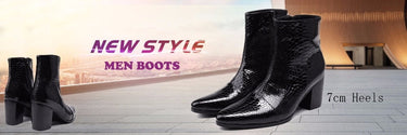 Men's Fashion Korean Black Leather Pointed Toe Buckles Military Dress Ankle Boots  -  GeraldBlack.com