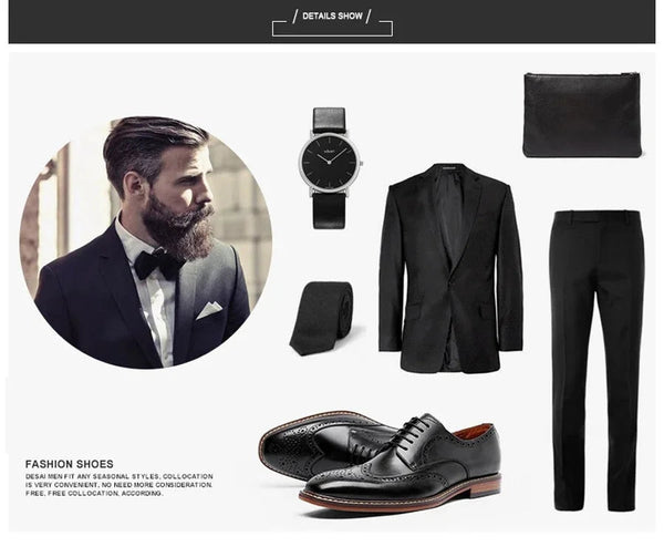 Men’s Formal Genuine Leather Brock Retro Gentleman Oxford Dress Shoes  -  GeraldBlack.com