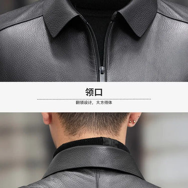 Men's Genuine Leather Deerskin Lapel Business Casual Medium Street Jacket  -  GeraldBlack.com