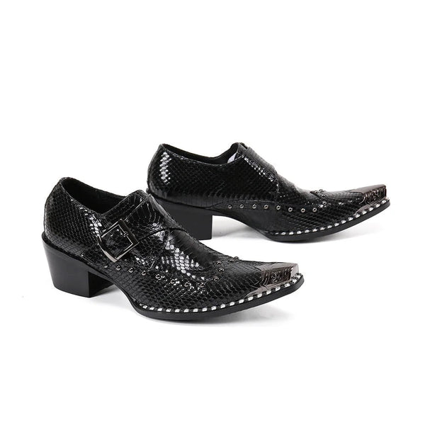 Men's Golden Toe Leather 6.5cm Heels Height Formal Party Wedding Dress Shoes  -  GeraldBlack.com