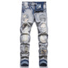 Men's Jeans Broken Fashion Ground White Stick Mid-waist Pants Tide Skinny  -  GeraldBlack.com