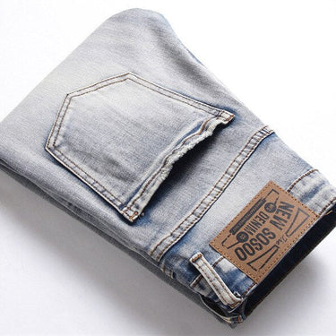 Men's Jeans Broken Fashion Ground White Stick Mid-waist Pants Tide Skinny  -  GeraldBlack.com