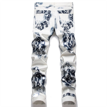 Men's Jeans Digital Printed Cotton Pants Pop Mid-waist Casual Pants  Skinny Jeans  -  GeraldBlack.com