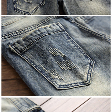 Men's Jeans European American Style Fashion Hipster Simple Versatile Badge Zipper Casual Pants  -  GeraldBlack.com