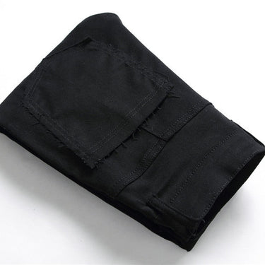 Men's Korean Fashion Patchwork Cloth Micro Rivets Small Slim Jeans Hip-hop  -  GeraldBlack.com