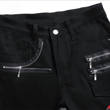 Men's Korean Patchwork Color Rivet Jeans Fashion Micro-flick Pencil Pants  -  GeraldBlack.com