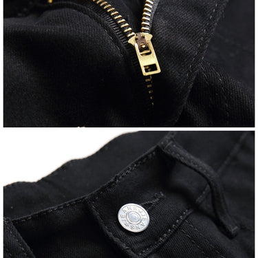 Men's Korean Patchwork Color Rivet Jeans Fashion Micro-flick Pencil Pants  -  GeraldBlack.com