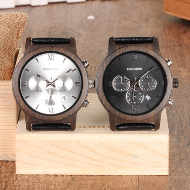 Men's Leather Strap Wooden Dial Casual Fashion 30M Waterproof Wrist Watches  -  GeraldBlack.com
