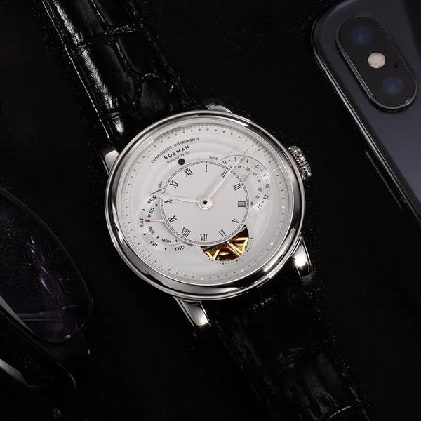 Men's Luxury Automatic Movement Waterproof Genuine Leather Wrist Watch  -  GeraldBlack.com