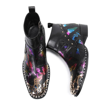 Men's Luxury Handmade Genuine Leather Pointed Metal Toe Ankle Boots  -  GeraldBlack.com