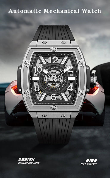 Men's Luxury Waterproof Automatic Mechanical Luminous Skeleton Synthetic Sapphire Business Wristwatch  -  GeraldBlack.com
