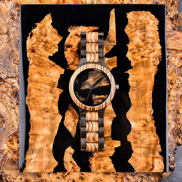 Men's New Design Wooden Fashion Simple Timepiece Japanese Movement Unique Dial Wristwatch  -  GeraldBlack.com