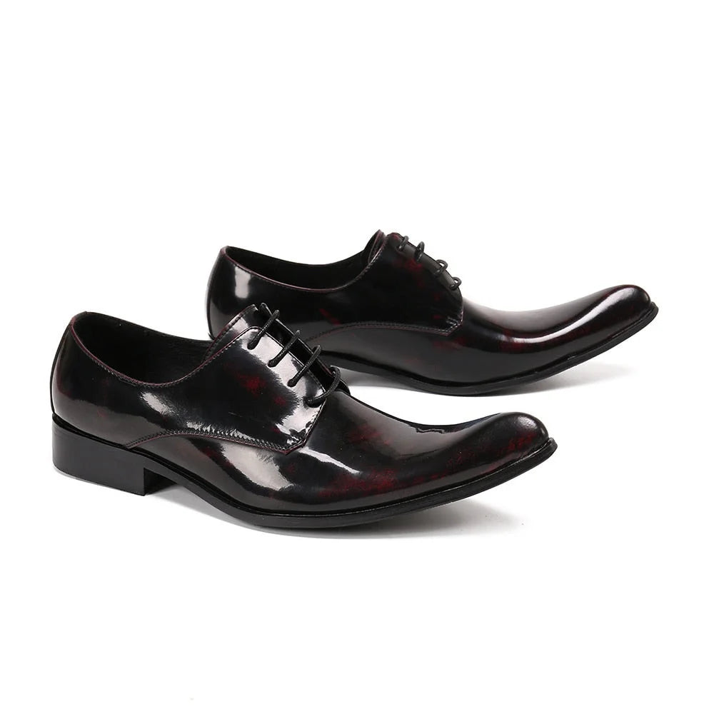 Men's Pointed Toe Genuine Leather Business Party and Wedding Dress Shoes  -  GeraldBlack.com