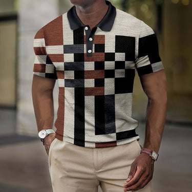 Men's Polo Shirt Summer Stripes Short Sleeve Casual Business Button Tops Breathable Polos Clothing  -  GeraldBlack.com