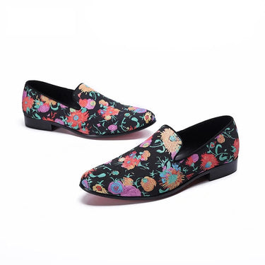 Men's Printed Flowers Leather Slip-on Party Wedding Casual Shoes Big Size 38-46  -  GeraldBlack.com