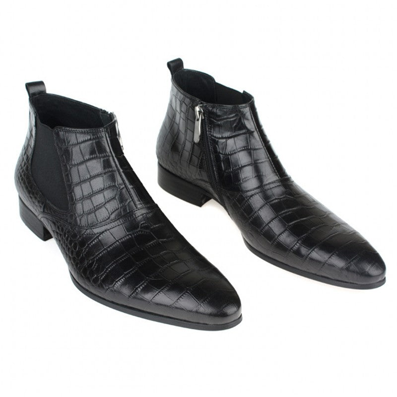 Men's Retro Business Formal Genuine Leather Black Ankle Chelsea Boots on Clearance  -  GeraldBlack.com