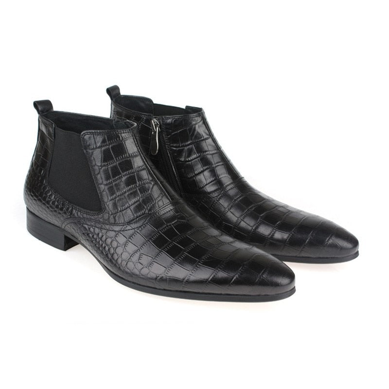 Men's Retro Business Formal Genuine Leather Black Ankle Chelsea Boots on Clearance  -  GeraldBlack.com