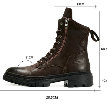 Men's Retro Genuine Leather Motorcycle Mid-calf Boots Cool Work Safety Fashion Winter Shoes  -  GeraldBlack.com