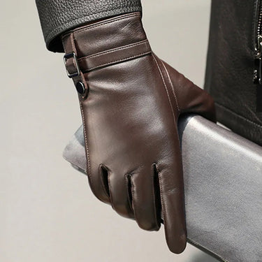 Men's Sheepskin Winter Leather Warmth Thickening Outdoor Motorcycle Mittens Gloves  -  GeraldBlack.com
